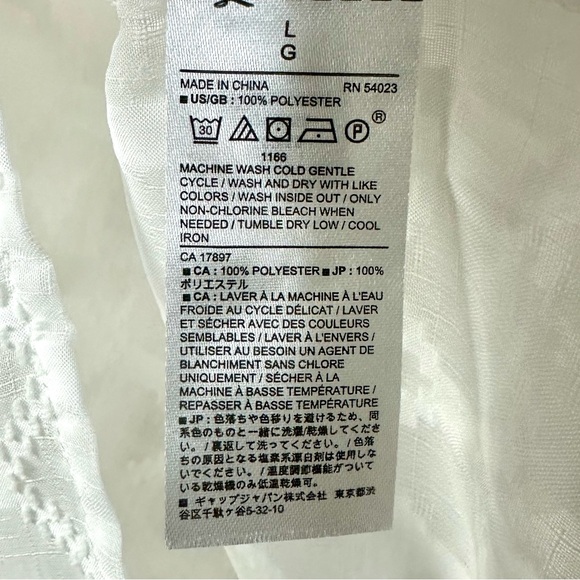 Banana Republic 3/4 sleeve V neck semi sheer white blouse w/ ruffle trim SZ LG - Picture 7 of 8